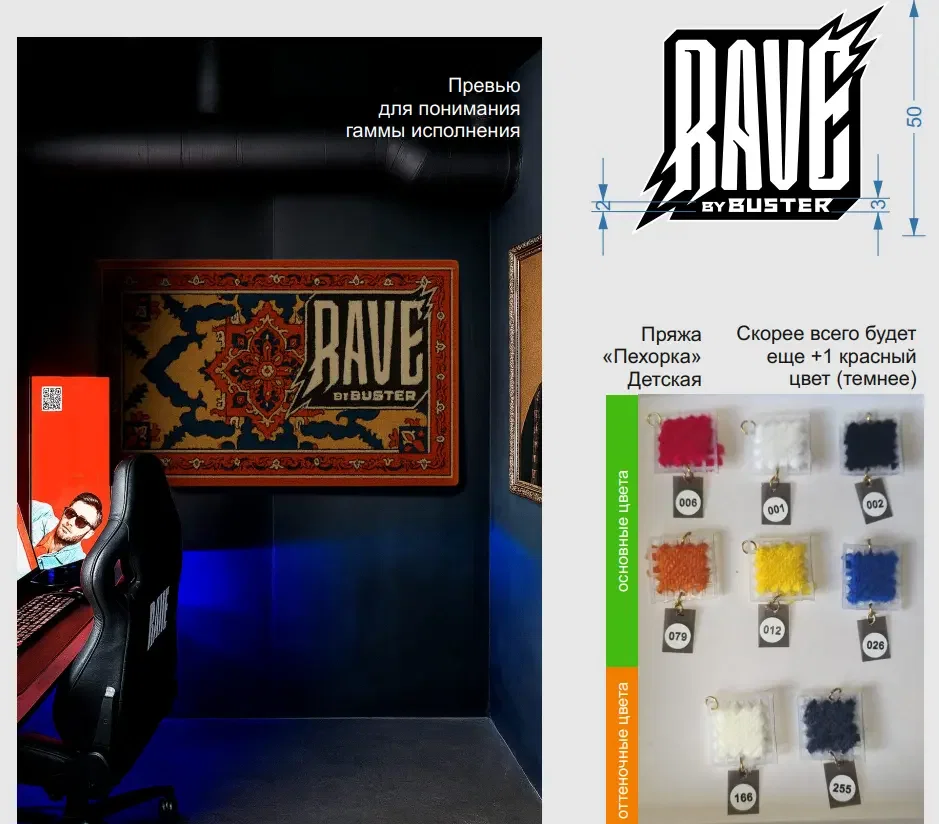 Фото этапа "Закупка материалов" для ковра: Тафтинговый ковер на заказ: процесс изготовления ковра с советским орнаментом и логотипом