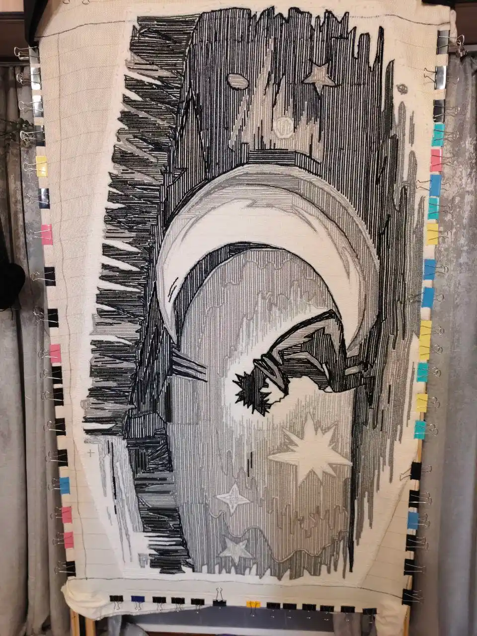 Фото этапа "Забивка ворсом" для ковра: Тафтинговый ковер ручной работы по индивидуальному эскизу