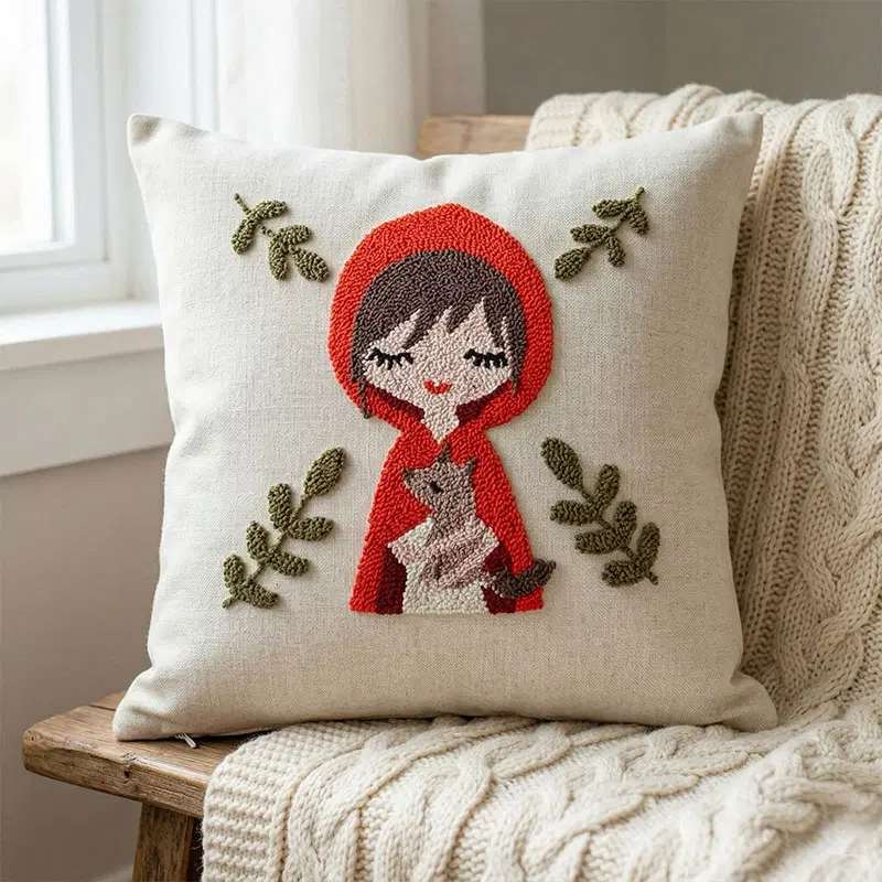 Красная Шапочка — схема для ковровой вышивки (punch needle), декоративная подушка