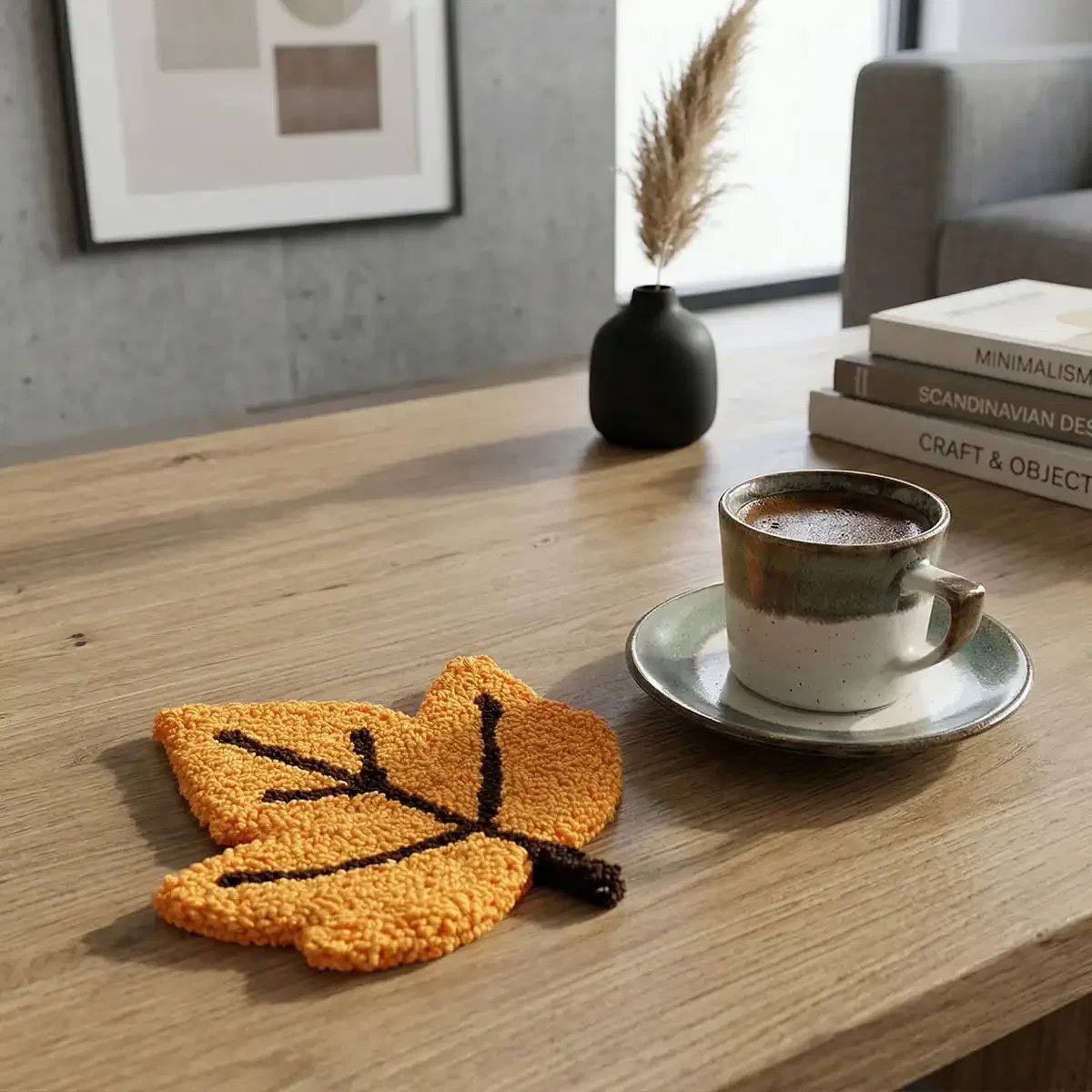 Осенний лист — схема для ковровой вышивки (punch needle), подставки или сезонный декор