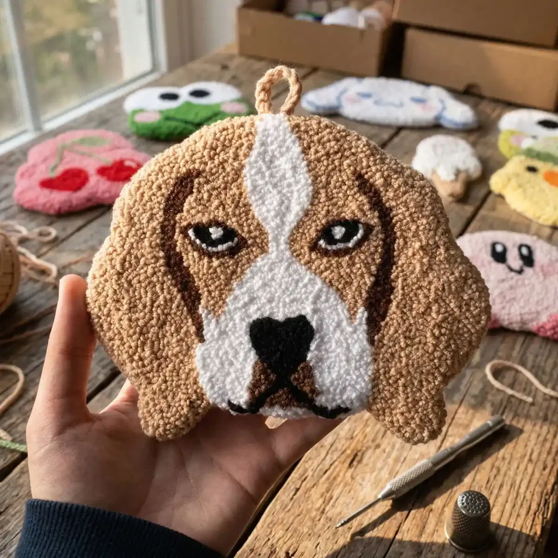 Бигль — схема для ковровой вышивки (punch needle), подставки или декор с собакой