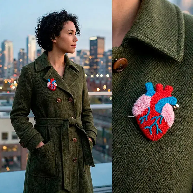 Анатомическое сердце — схема для ковровой вышивки (punch needle), брошь или нашивка