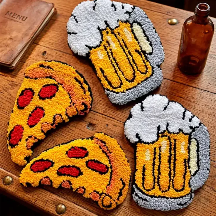 Пиво и пицца — схема для ковровой вышивки (punch needle), подставки или декор