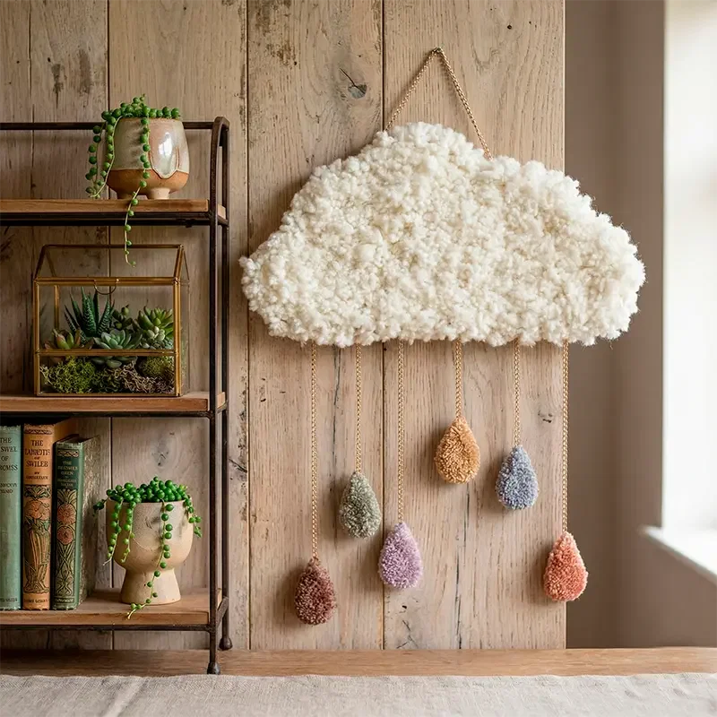 Облако с каплями — схема для ковровой вышивки (punch needle), детское панно