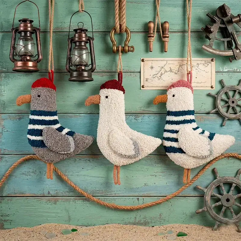 Чайки — схема для ковровой вышивки (punch needle), морской декор и подвески